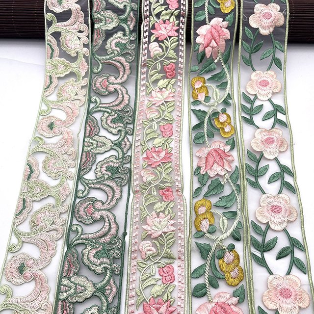 Vintage Ethnic Flower Embroidery Ribbon Lace Trim Fabric Sewing Diy Clothes Accessories