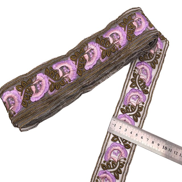 Vintage Ethnic Flower Embroidery Ribbon Lace Trim Fabric Sewing Diy Clothes Accessories