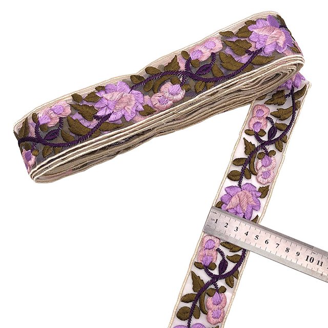 Vintage Ethnic Flower Embroidery Ribbon Lace Trim Fabric Sewing Diy Clothes Accessories