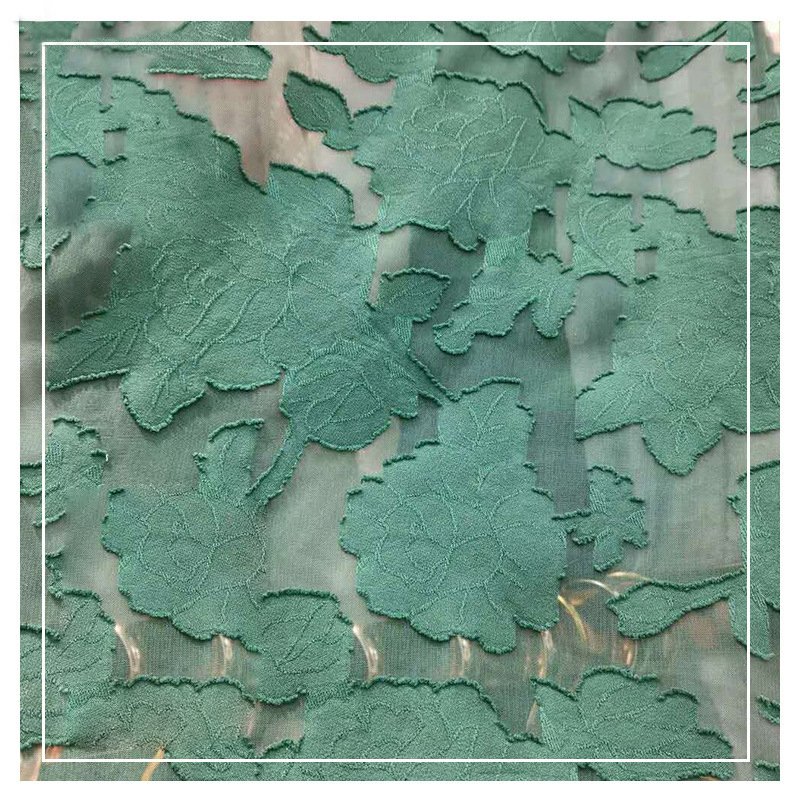 Stock china factory rose pattern cut flower jacquard chiffon fabric for fashion dress