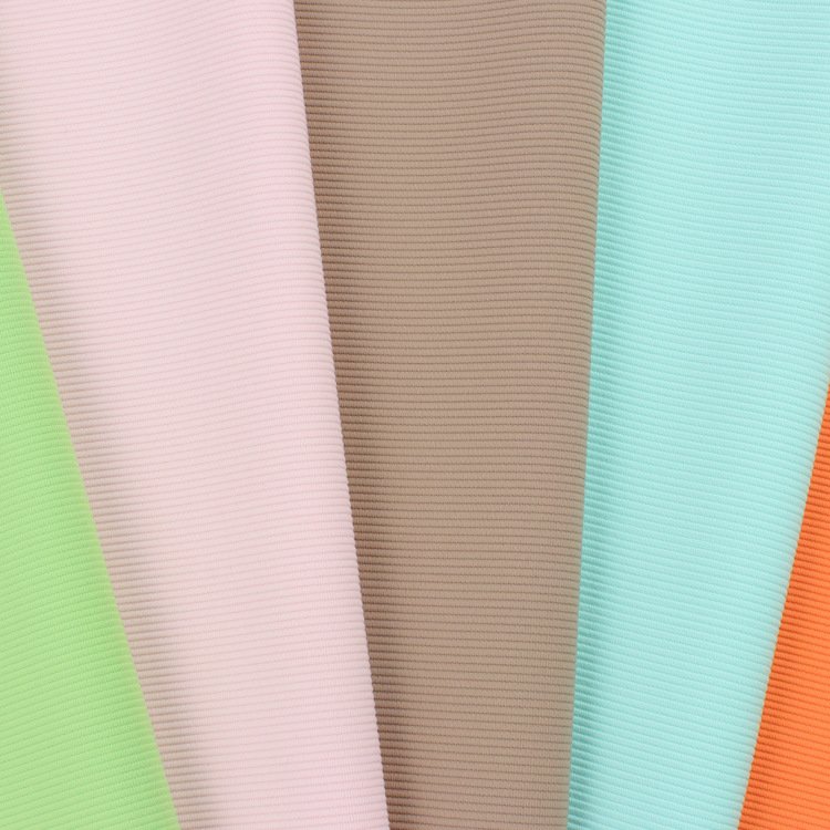 Wholesale Stock High Quality 4 Way Stretch Nylon Spandex Ribbed Knit Fabric For Sportswear