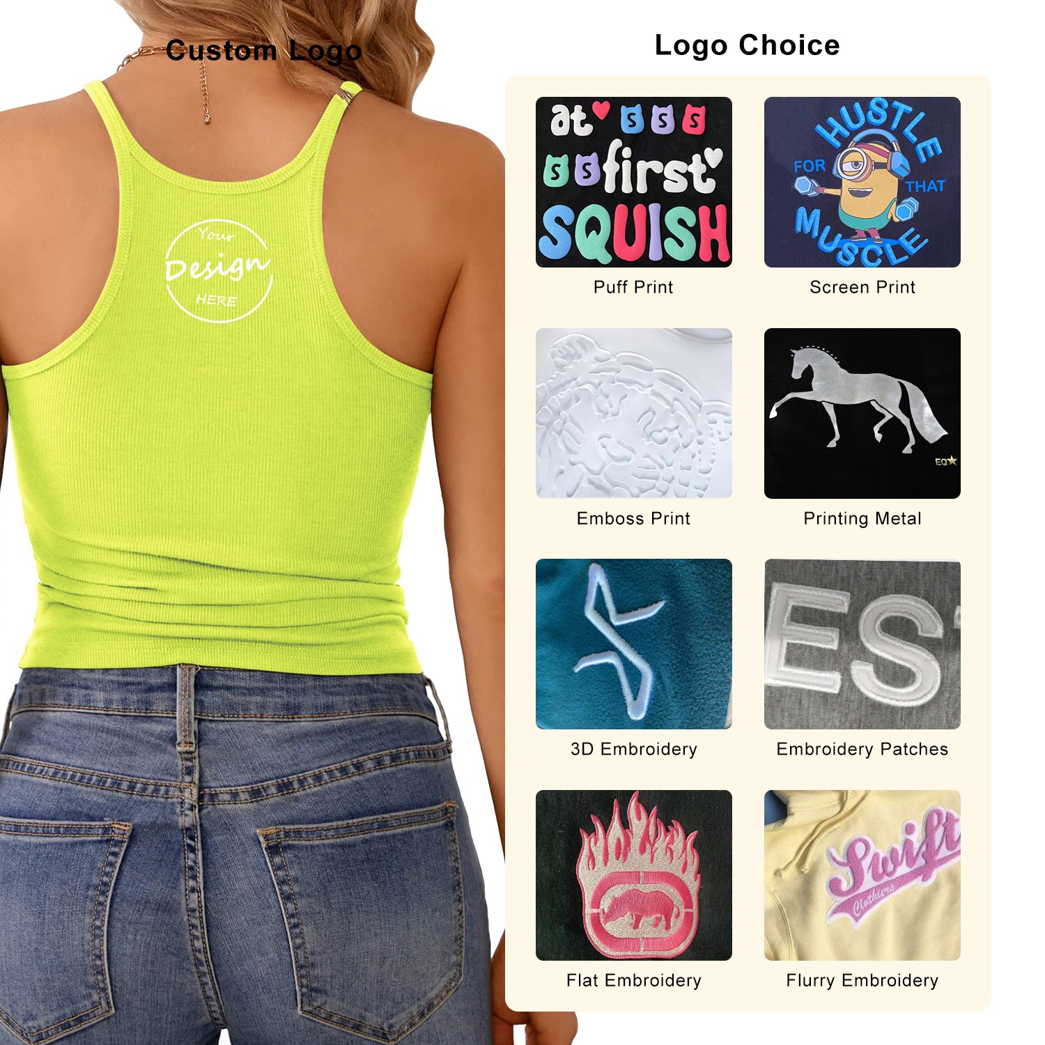 Custom Print Plain Womens Sleeveless Fitted T Shirts Sexy Scoop Neck Basic Cami Shirts Gym Athletic Cropped Ribbed Tank Tops