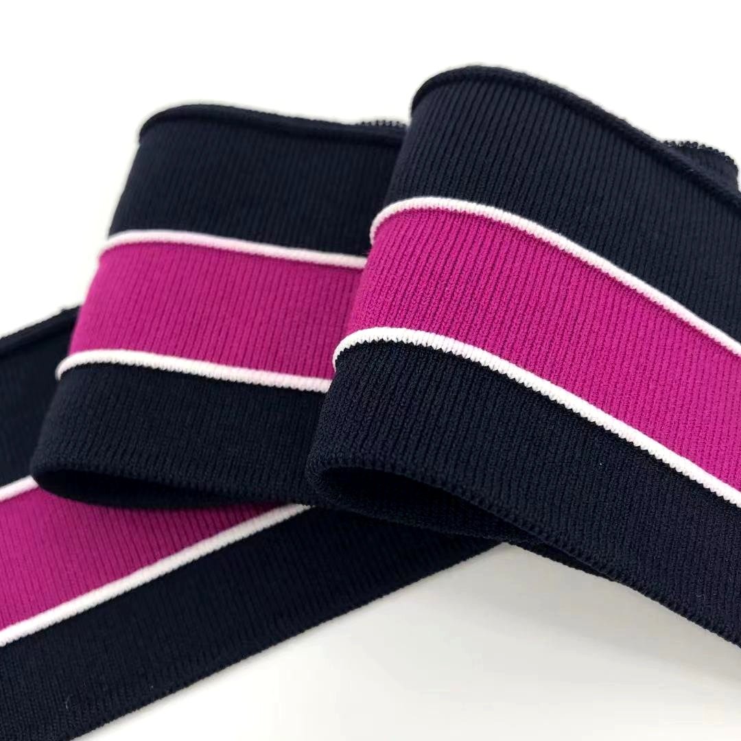 Custom wholesales 63% rayon 37%nylon jacquard knit rib cuffs for fashion business men's clothing