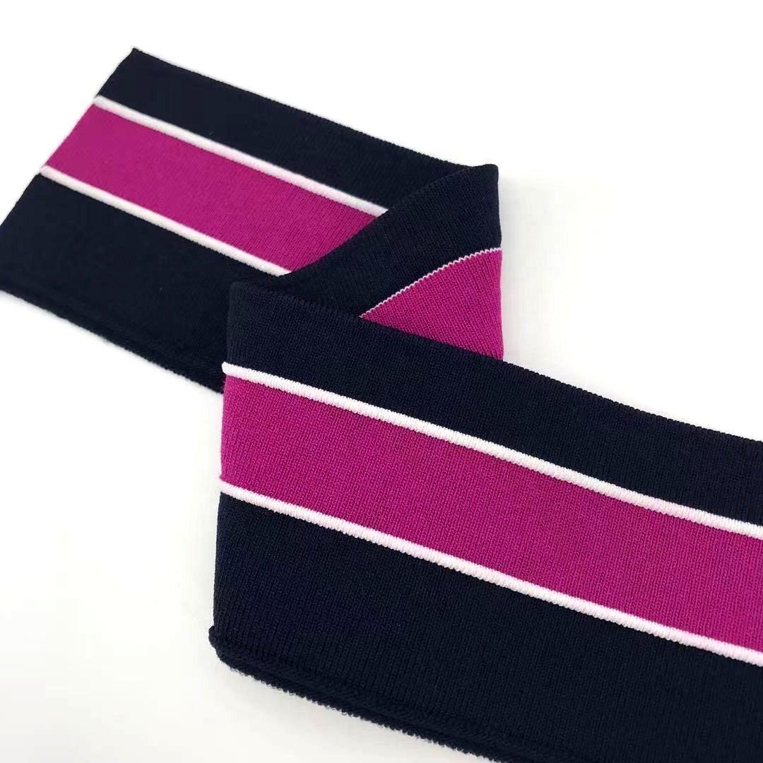Custom wholesales 63% rayon 37%nylon jacquard knit rib cuffs for fashion business men's clothing