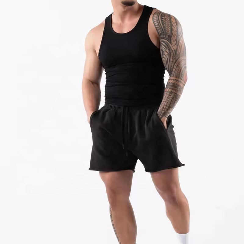 MASSGARMENT High quality Muscle men tank top Gym cotton spandex tight fitness man vest ribbed tank top men