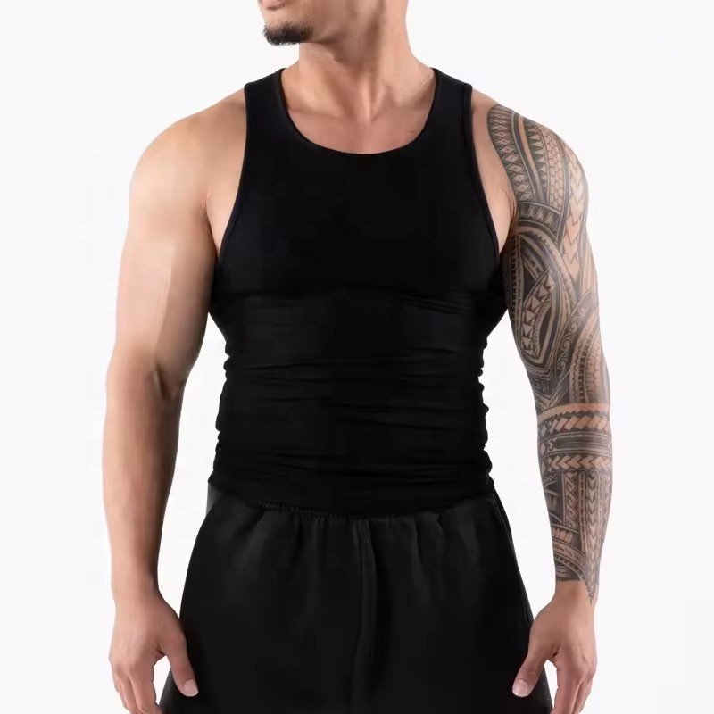 MASSGARMENT High quality Muscle men tank top Gym cotton spandex tight fitness man vest ribbed tank top men
