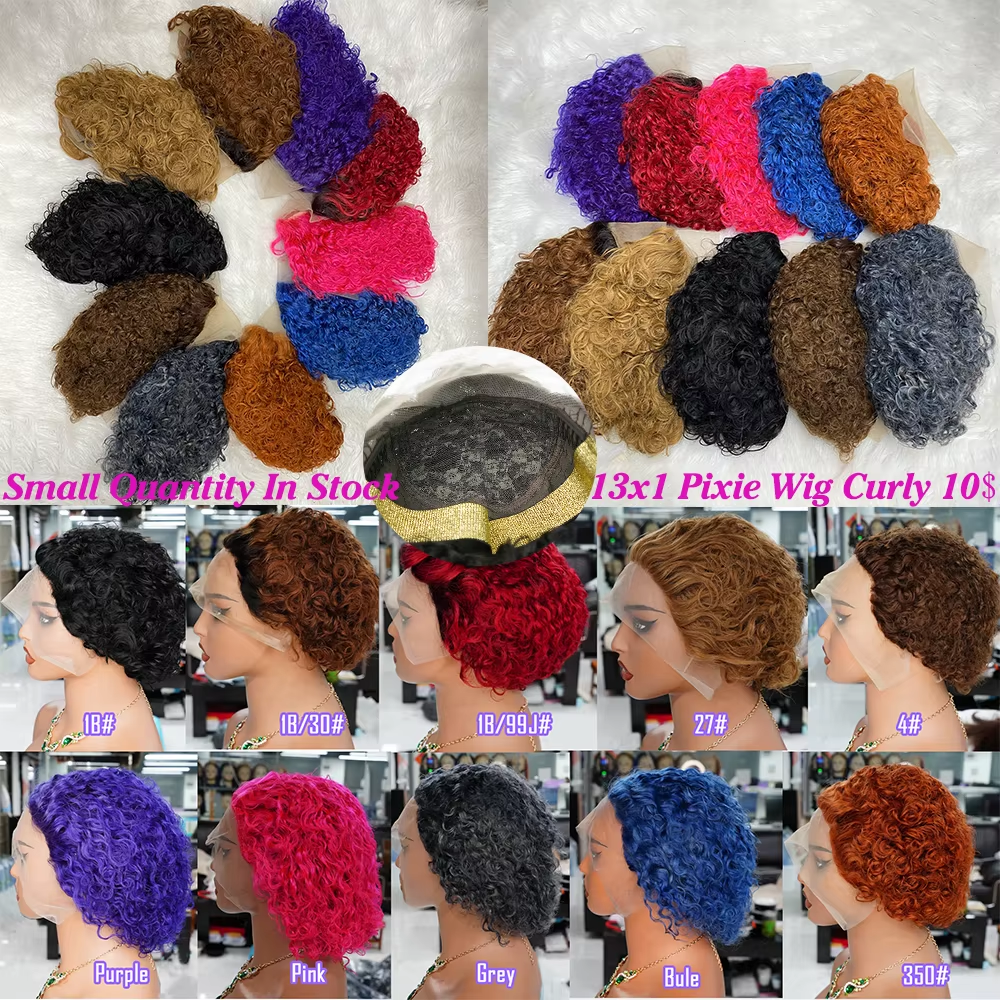 Natural 13x4 Lace Frontal Perruque Pixie Wig Human Hair Curly Bob Short Pixie Cut Lace Wig For Black Women