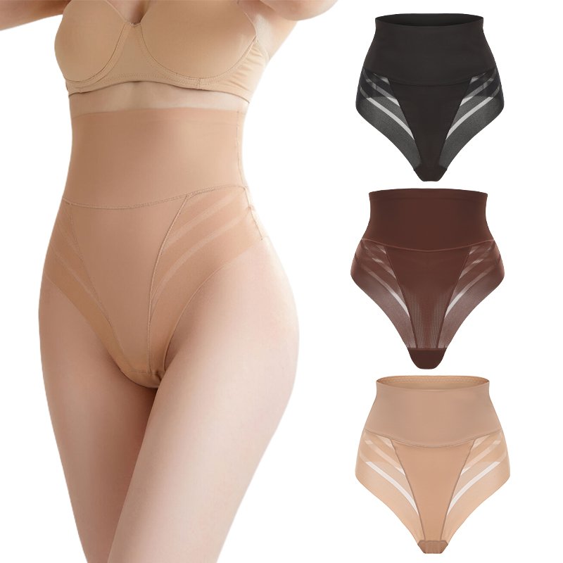 Hi Quality Women High Waist Thong Body Shaper Tummy Control Slimming Shapewear Butt Lifter Thong Stripe Lace T-Back Sexy Panties