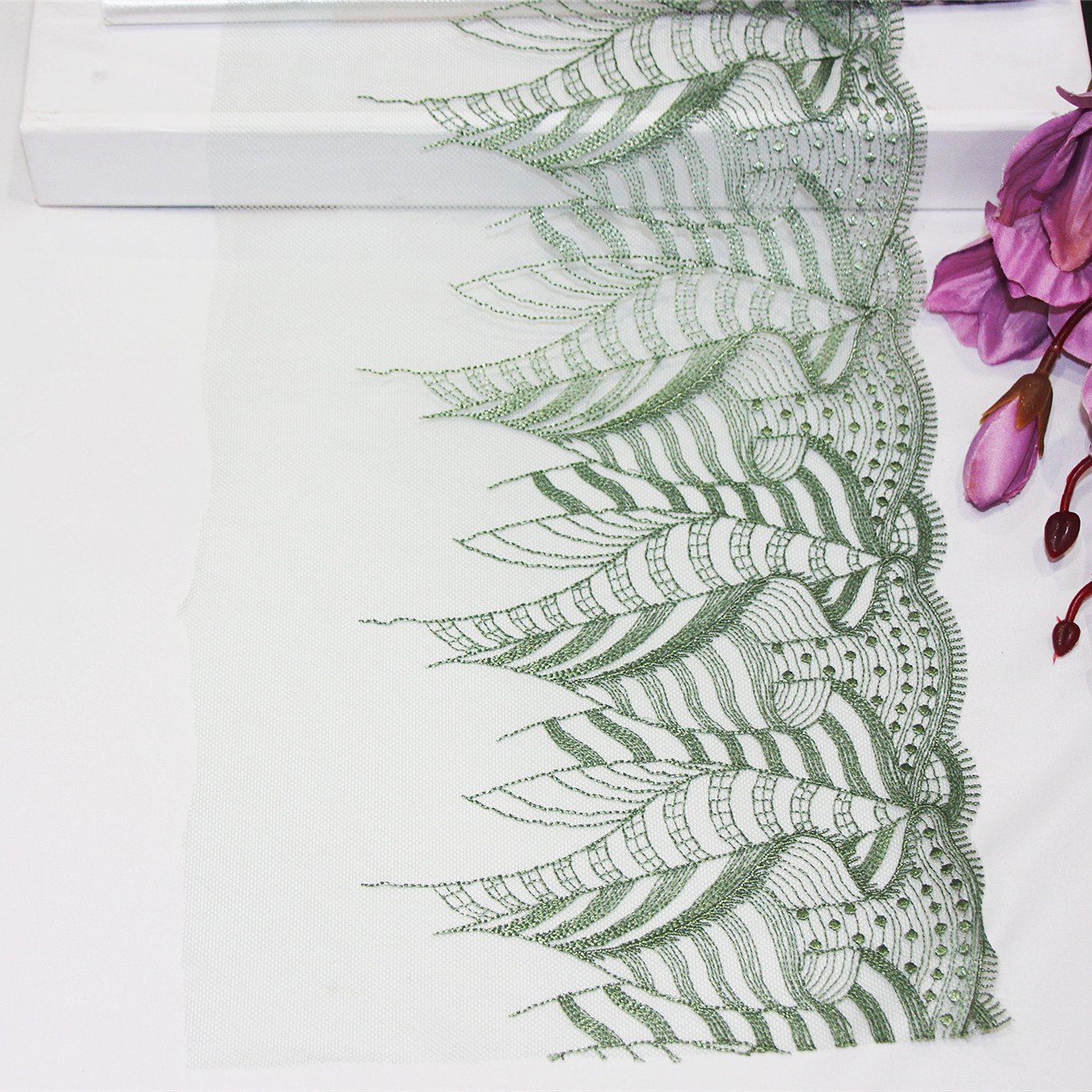 Factory OED Minimalist Design Embroidered Fabric Ladies Lingerie Accessories Embroidery Lace Trim