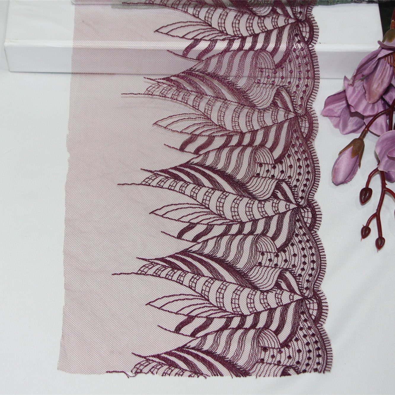 Factory OED Minimalist Design Embroidered Fabric Ladies Lingerie Accessories Embroidery Lace Trim