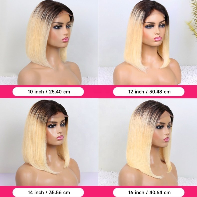 4x4 1b613 Ombre Blonde Perruque Bob Lace Frontal Wig Vendors Human Hair 360 Full Lace Wigs Frontal Closure Wig