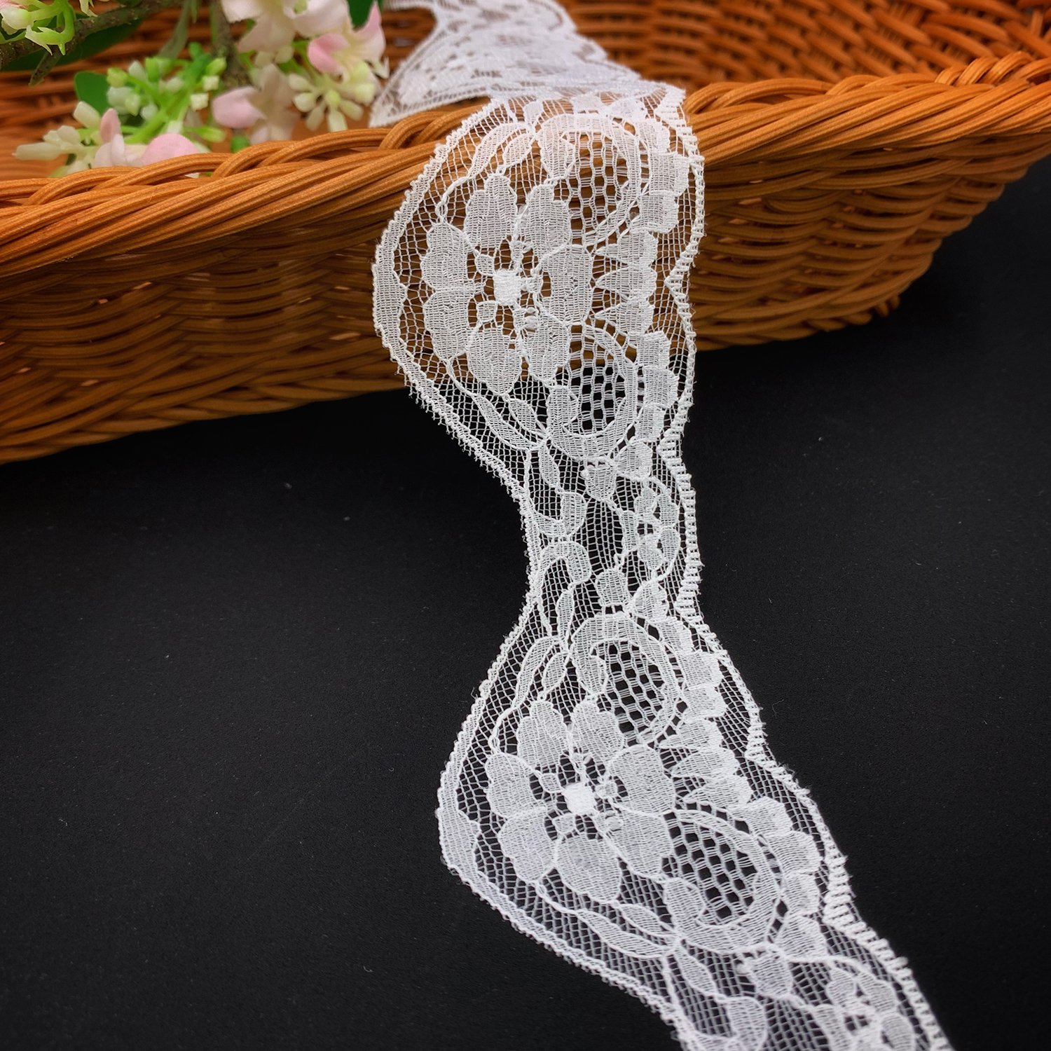 Wholesale White Renda No Elastic Lingerie Stretch Spandex Nylon Lace For Garment