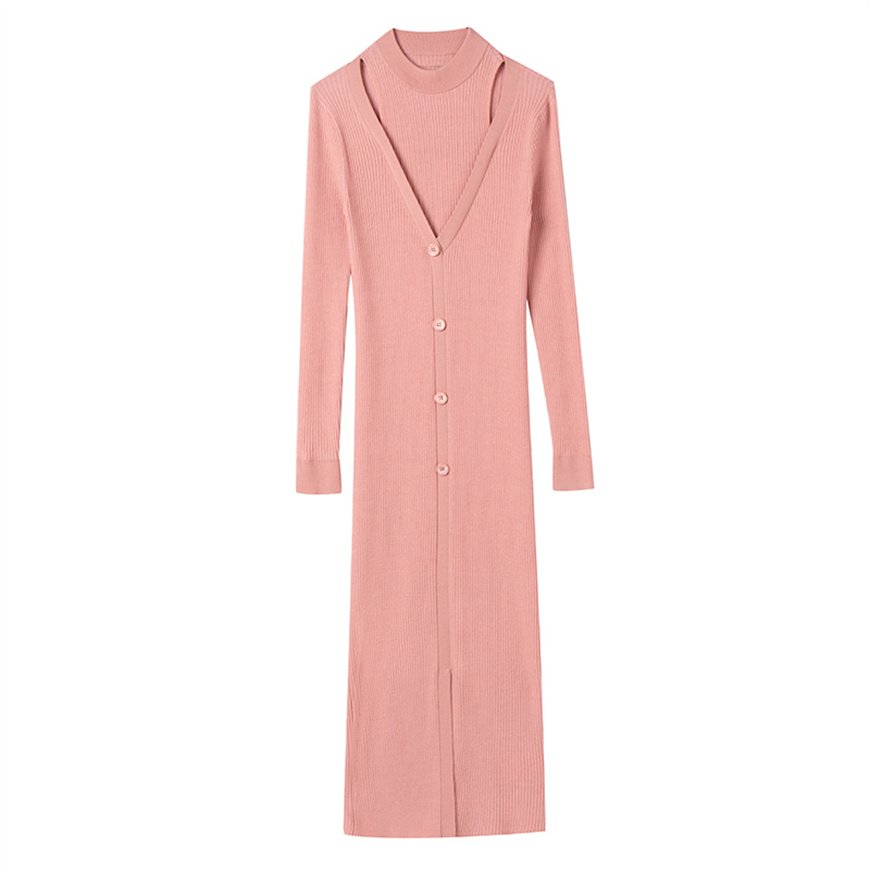 All Size Fall Elegant Cashmere Neck Long Sleeve Clothing High Quality Ladies Wool Knitted Dresses Women Winter Autumn