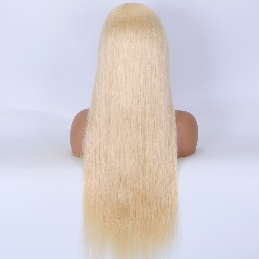 613# Straight Transparent full Lace Wig cuticle aligned hair wig 100% human blond Hair white women wigs