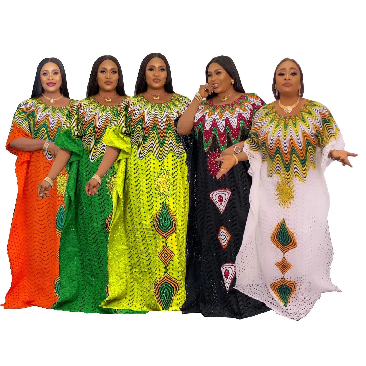 2023 African Lace Dresses Plus Size Boubou for Women Abaya Traditional Ankara Wedding African Dresses Women Maxi Dress