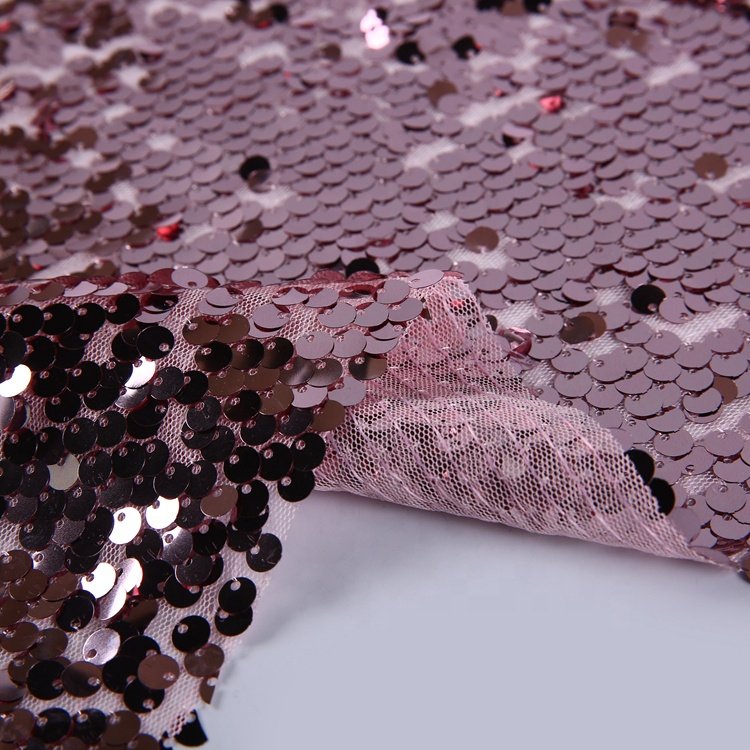 Textiles color change glitter polyester embroidery reversible sequin dress fabric