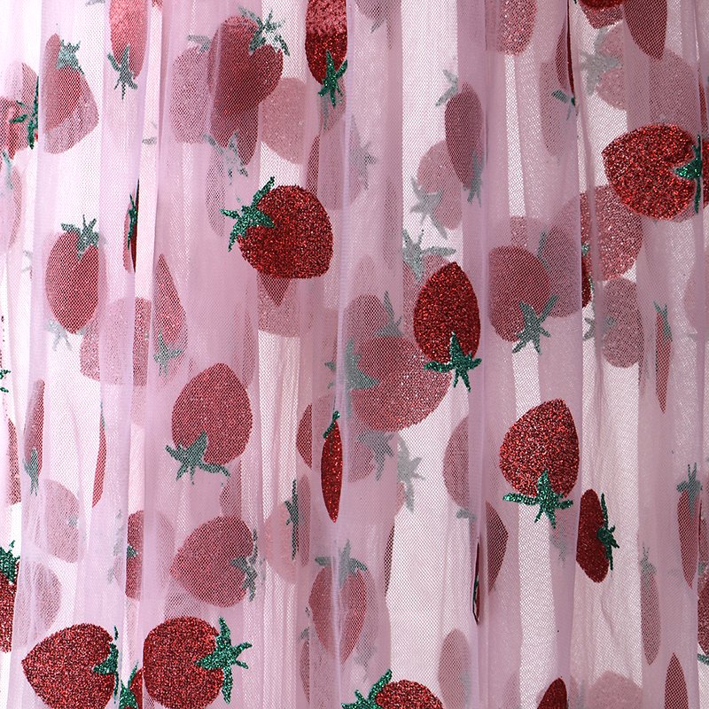Hexagon Mesh Fabric Polyester Strawberry Mesh Sequin Embroidery Organza Velvet Lace Fabric