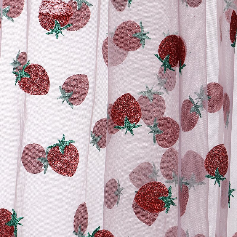 Hexagon Mesh Fabric Polyester Strawberry Mesh Sequin Embroidery Organza Velvet Lace Fabric