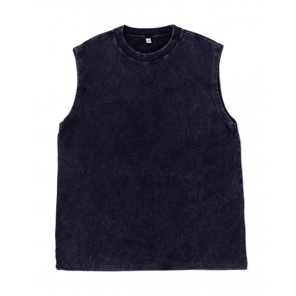 Men's Casual Cotton Acid Washed Vintage Tank Tops 2024 New Summer Sleeveless Hip Hop Fashion T Shirts Vest For Men