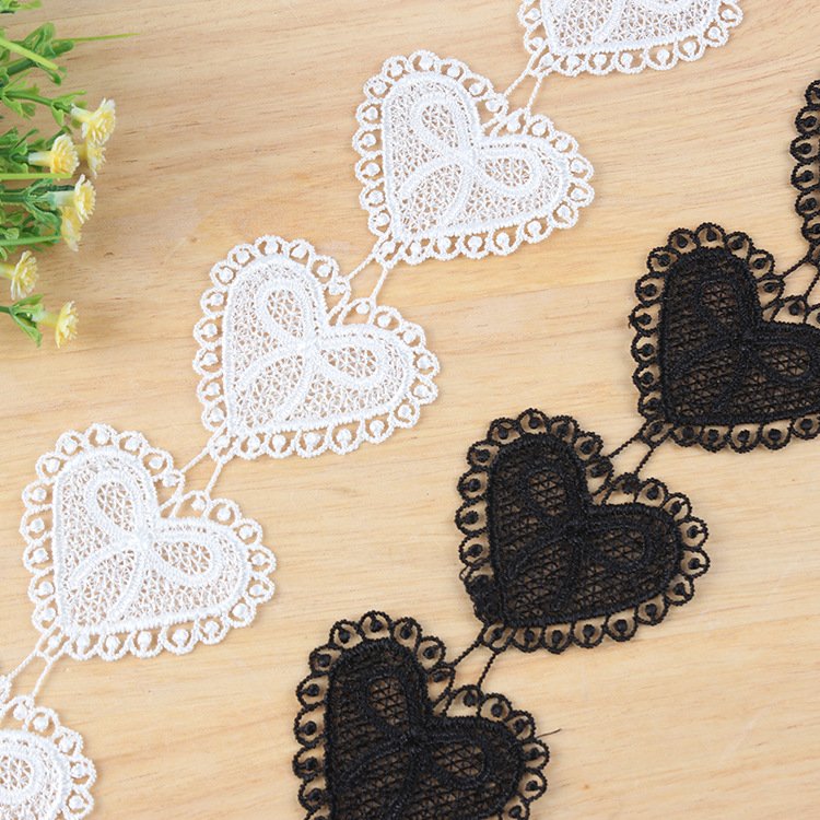 Decorative Embroidery Wedding Water Soluble Trimming Ribbon Black White Embroidered Lace Trim
