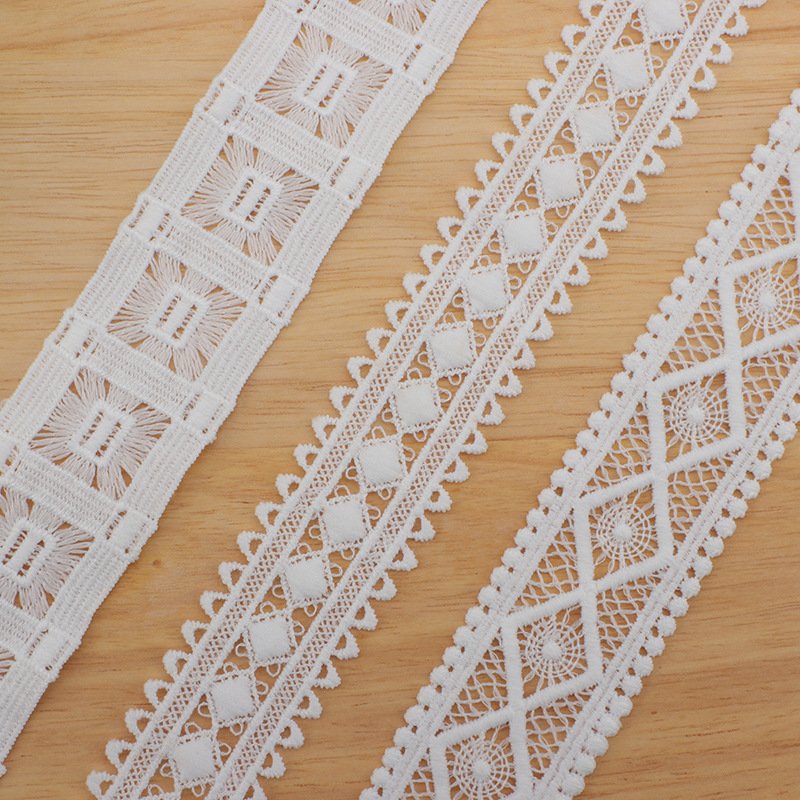 Decorative Embroidery Wedding Water Soluble Trimming Ribbon Black White Embroidered Lace Trim