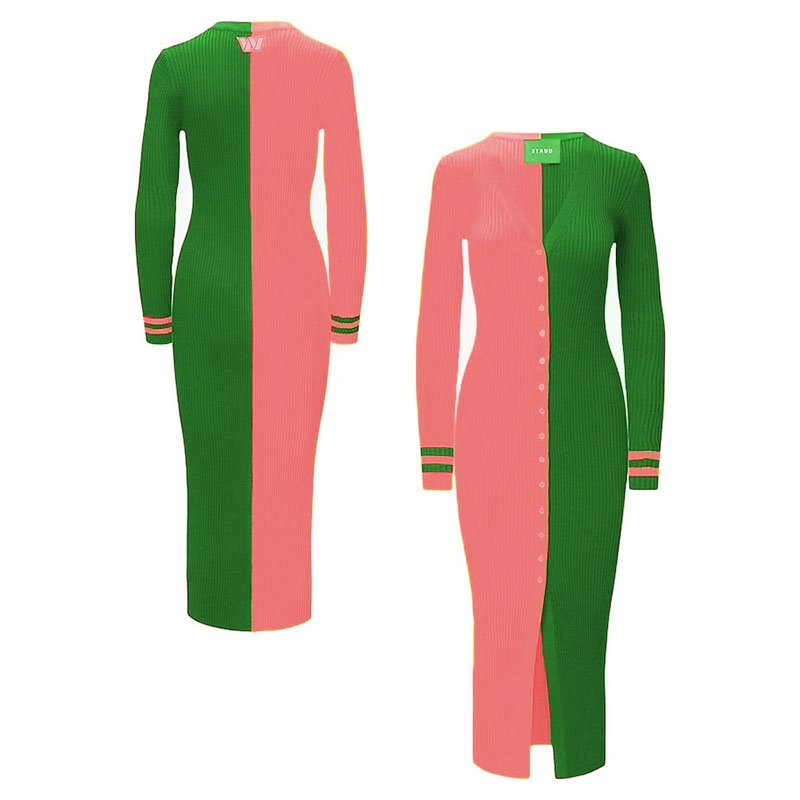 Custom OEM ODM Rib-knit aka sororit Color Block Sweater Dress zeta rho women's knitted dress