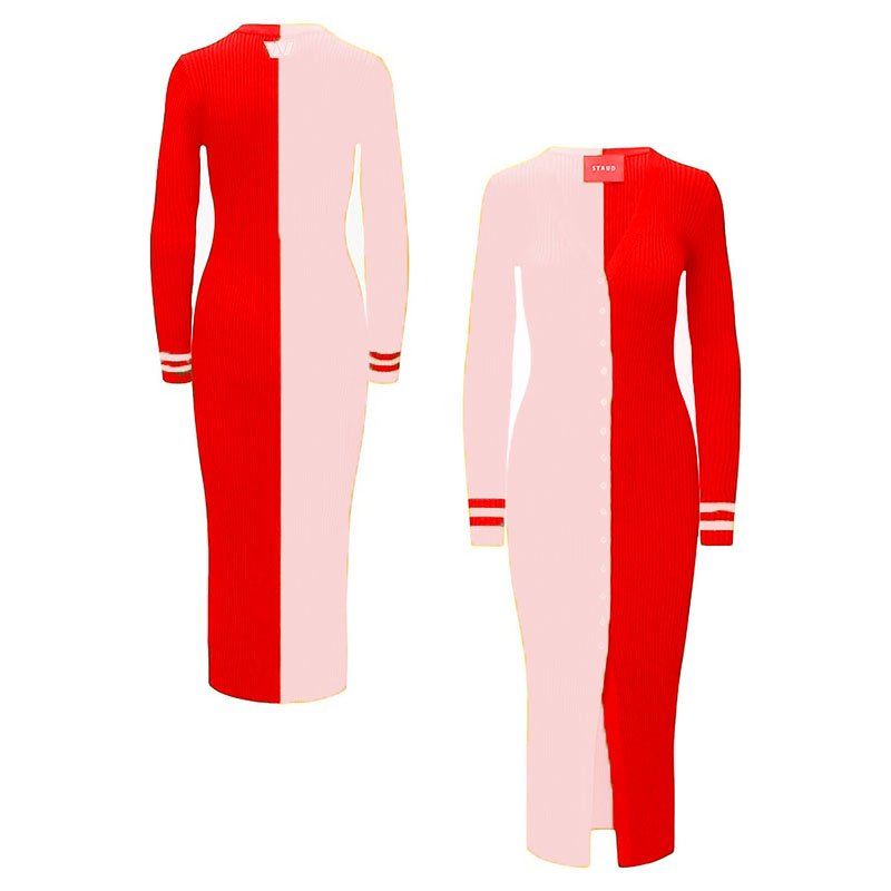 Custom OEM ODM Rib-knit aka sororit Color Block Sweater Dress zeta rho women's knitted dress