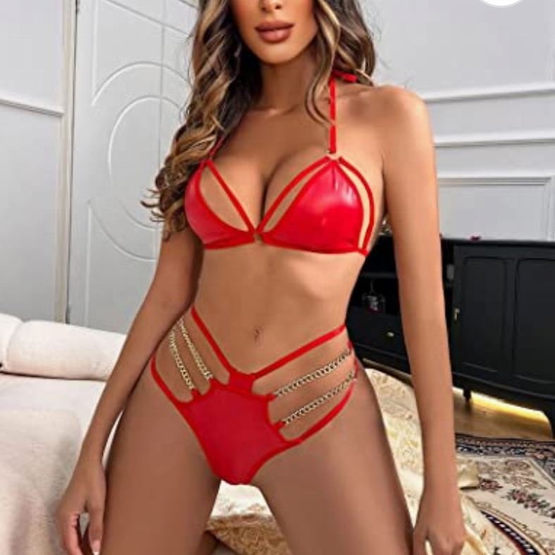 X2354 Sexy PU Leather Custom Size Fast Delivery Women Bra set Mature Lenceria Bra & brief Bondage Chian Sexy Lingerie Underwear