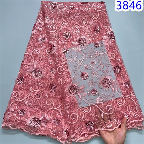 White Embroidery Mesh Tulle Lace Fabric Sequins 2024 High Quality 5 Yards African Lace Fabric Nigerian Bride Wedding Dress 3846
