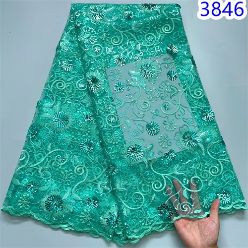 White Embroidery Mesh Tulle Lace Fabric Sequins 2024 High Quality 5 Yards African Lace Fabric Nigerian Bride Wedding Dress 3846