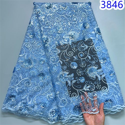 White Embroidery Mesh Tulle Lace Fabric Sequins 2024 High Quality 5 Yards African Lace Fabric Nigerian Bride Wedding Dress 3846