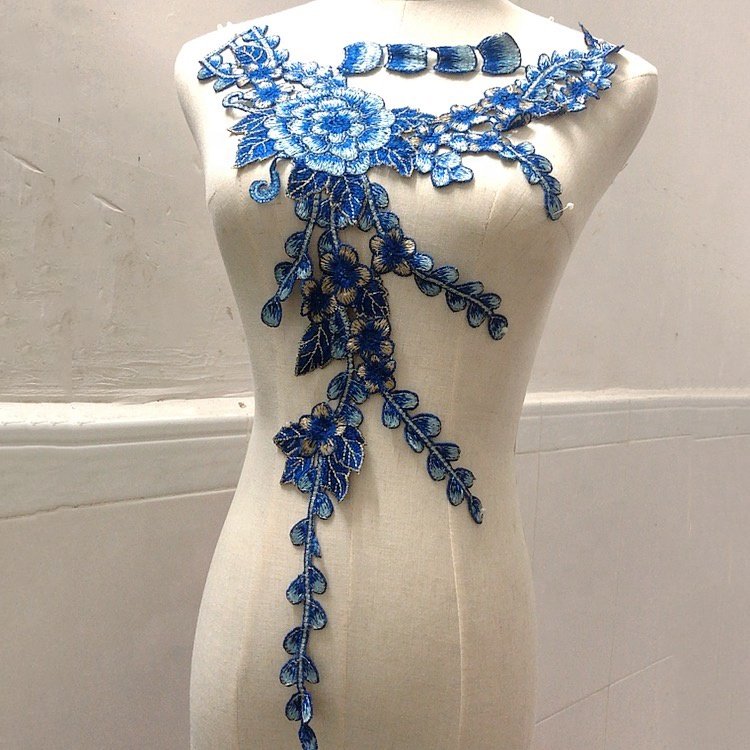 Hot selling wholesale neck cutwork collar applique lace embroidery designs LT2599A