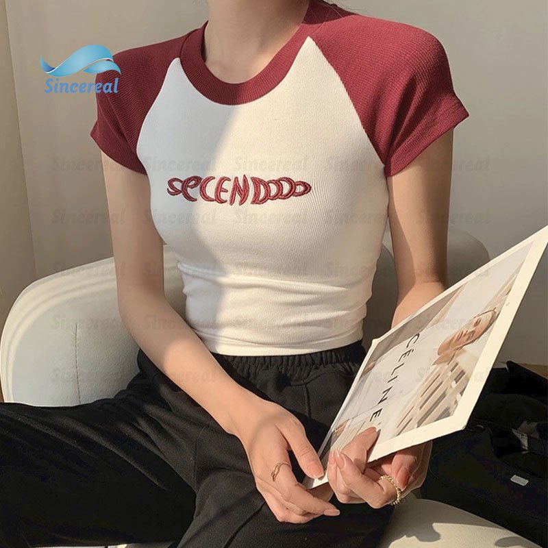 Custom summer Rhinestone Logo y2k girl Crop baby tee slim fit baby tee t-shirt Short Sleeve Cotton Crop Top for Women