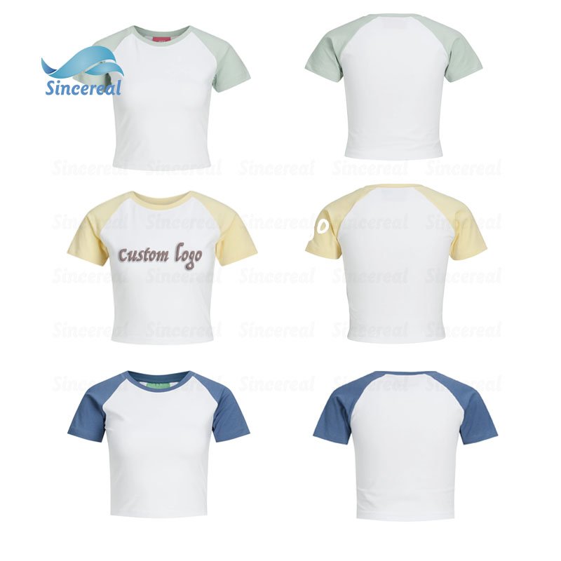 Custom summer Rhinestone Logo y2k girl Crop baby tee slim fit baby tee t-shirt Short Sleeve Cotton Crop Top for Women