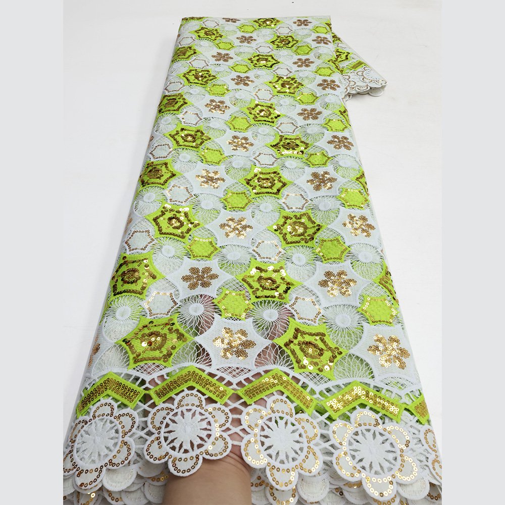 NI.AI Guipure Cord African Lace Fabric Pattern Swiss Voile Lace Fabric Cotton Lace Fabric Embroidery With Sequins