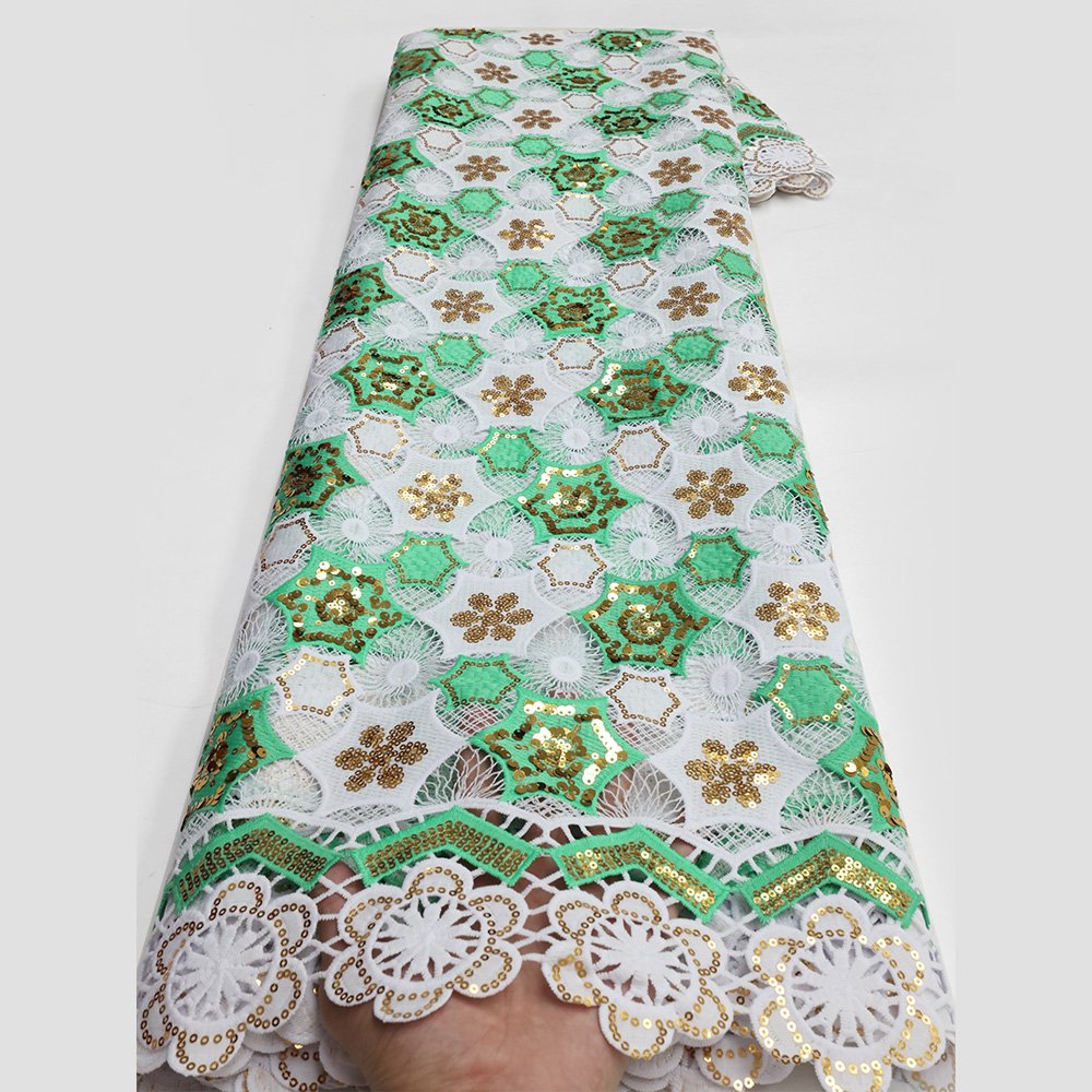 NI.AI Guipure Cord African Lace Fabric Pattern Swiss Voile Lace Fabric Cotton Lace Fabric Embroidery With Sequins