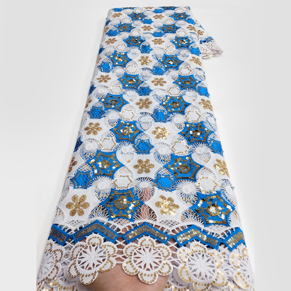 NI.AI Guipure Cord African Lace Fabric Pattern Swiss Voile Lace Fabric Cotton Lace Fabric Embroidery With Sequins