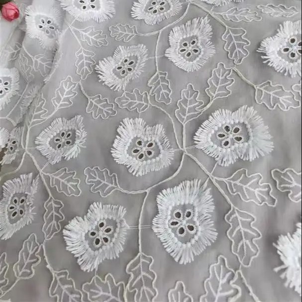 High quality laser chiffon embroidery fabric, embroidery, water-soluble lace fabric wholesale