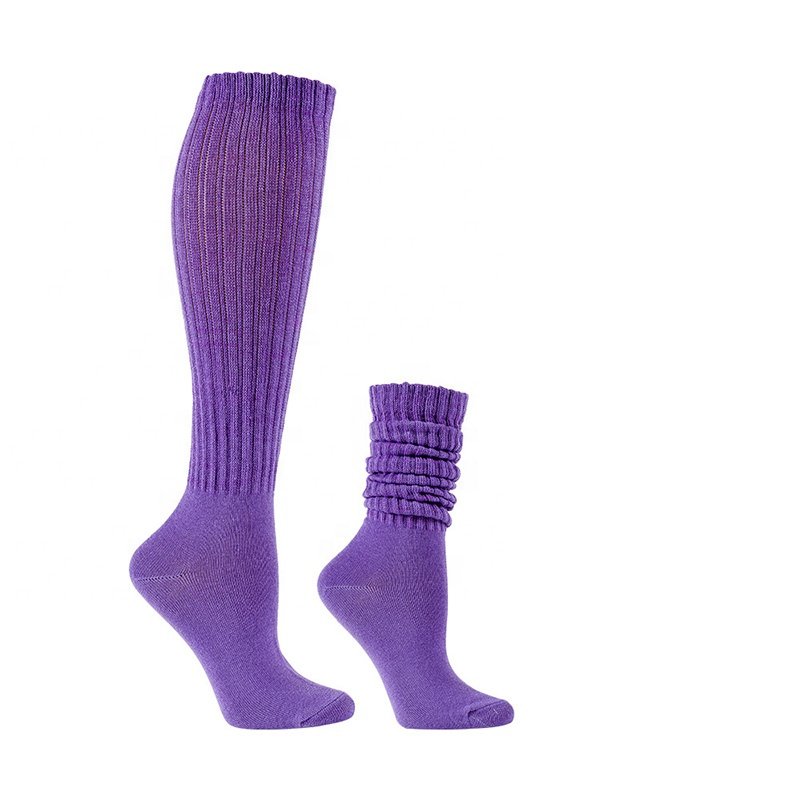 Wholesale Solid Color Extra Long Stack Scrunch Socks Ribbed Scrunchy Slouch Socks For Women