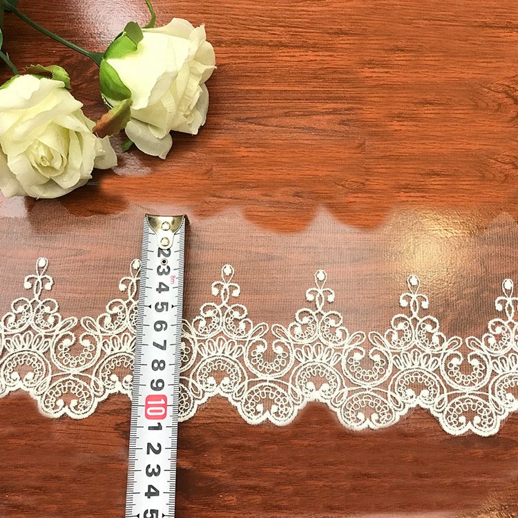High Quality White Cotton Embroidery Mesh Lace Accessories Decoration Clothes Fabric Width Dress Making Lace Fabric