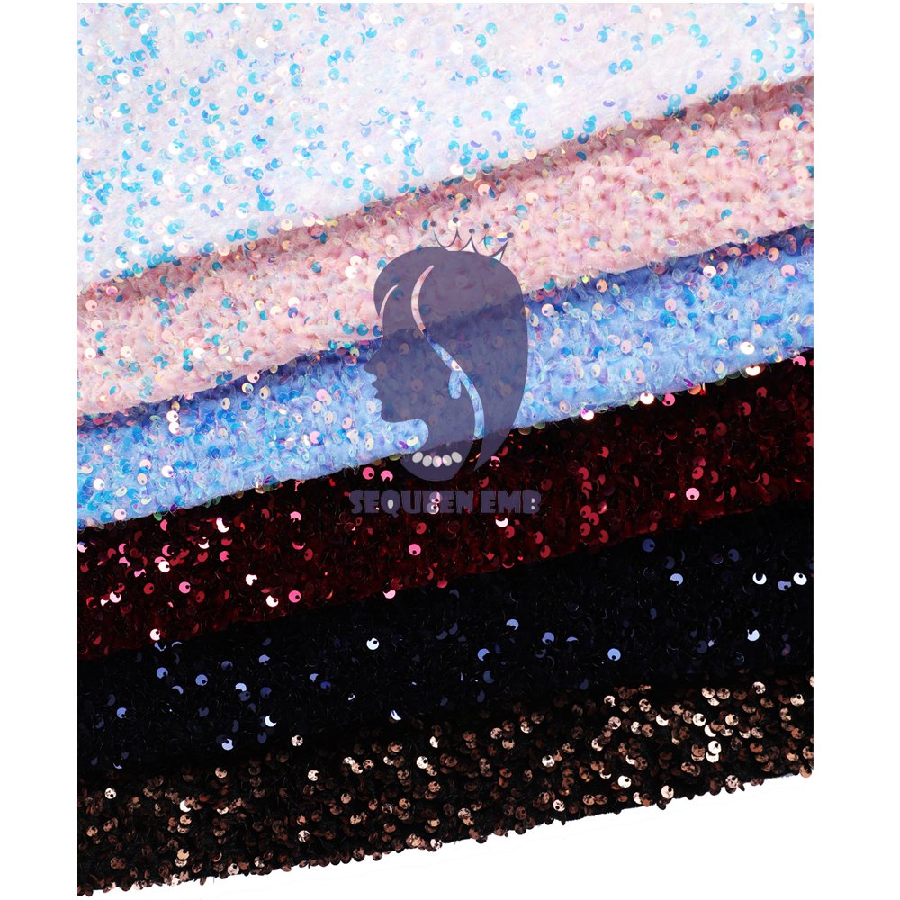 wholesale embroidery luxury velvet sequin fabric with sequins
