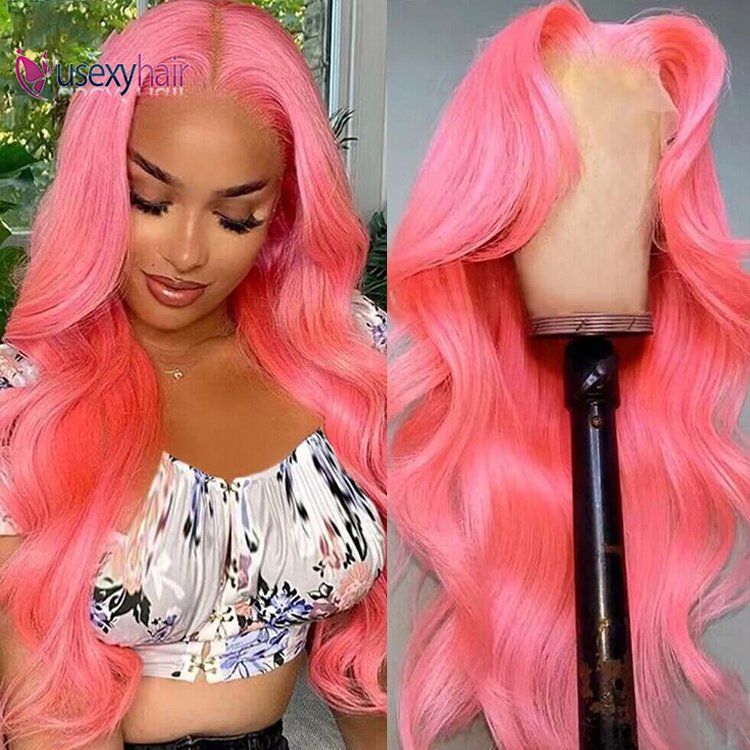 13x6 Hd Transparent Pink Lace Front Wig Human Hair Preplucked Brazilian 13x4 Bone Straight Frontal 613 Colored Wigs For Women