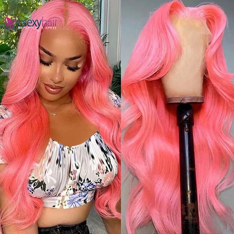 13x6 Hd Transparent Pink Lace Front Wig Human Hair Preplucked Brazilian 13x4 Bone Straight Frontal 613 Colored Wigs For Women