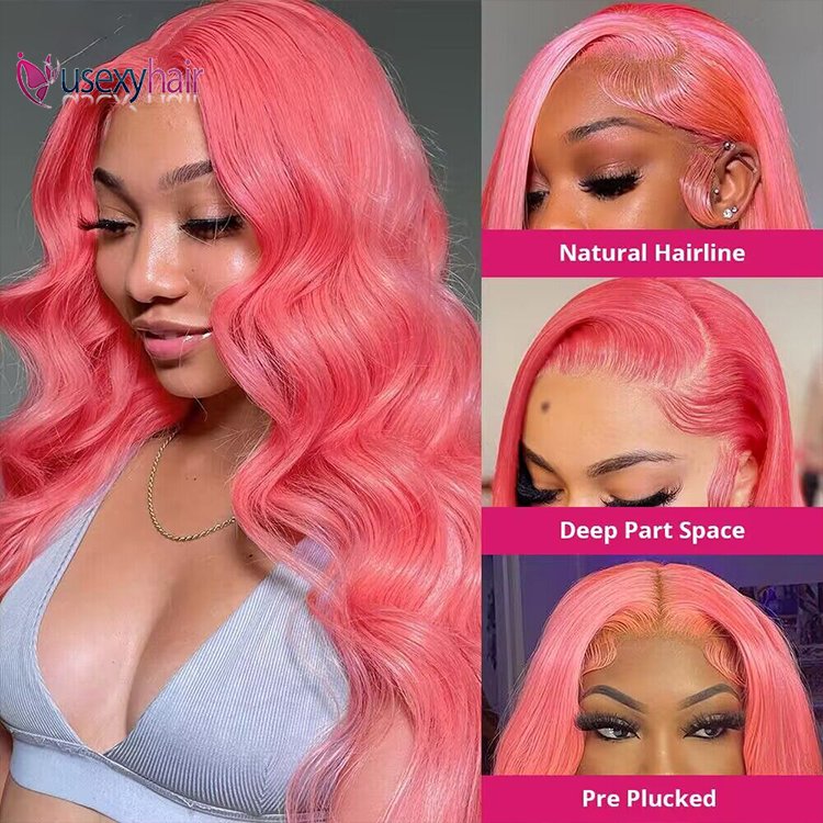 13x6 Hd Transparent Pink Lace Front Wig Human Hair Preplucked Brazilian 13x4 Bone Straight Frontal 613 Colored Wigs For Women