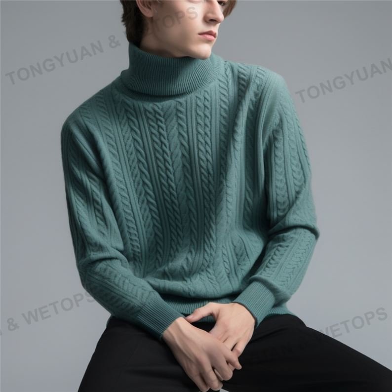 High Quality Polyester Cotton Knit Ribbed Pullover Turtleneck Sweater Turtleneck Sweater Pullover Sweater