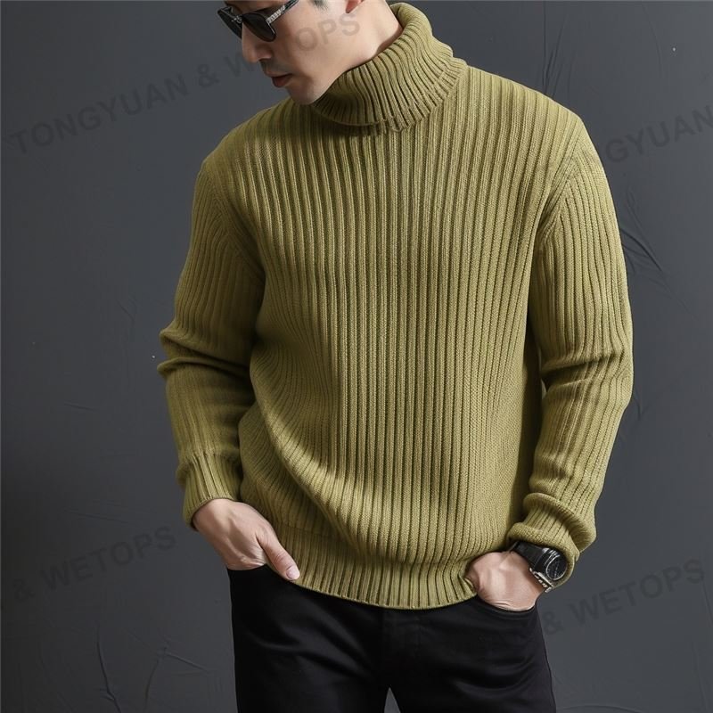High Quality Polyester Cotton Knit Ribbed Pullover Turtleneck Sweater Turtleneck Sweater Pullover Sweater