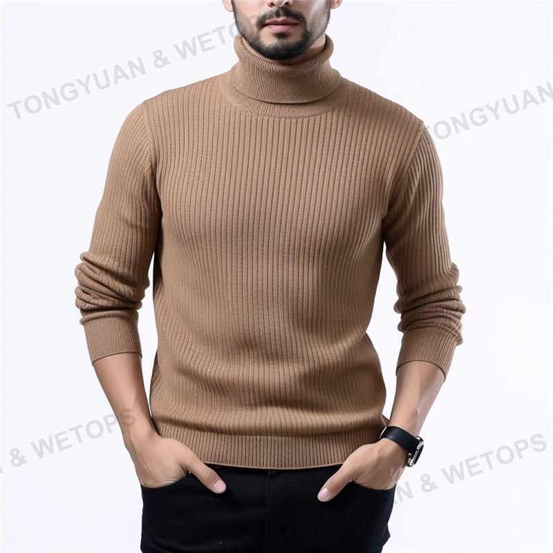 High Quality Polyester Cotton Knit Ribbed Pullover Turtleneck Sweater Turtleneck Sweater Pullover Sweater