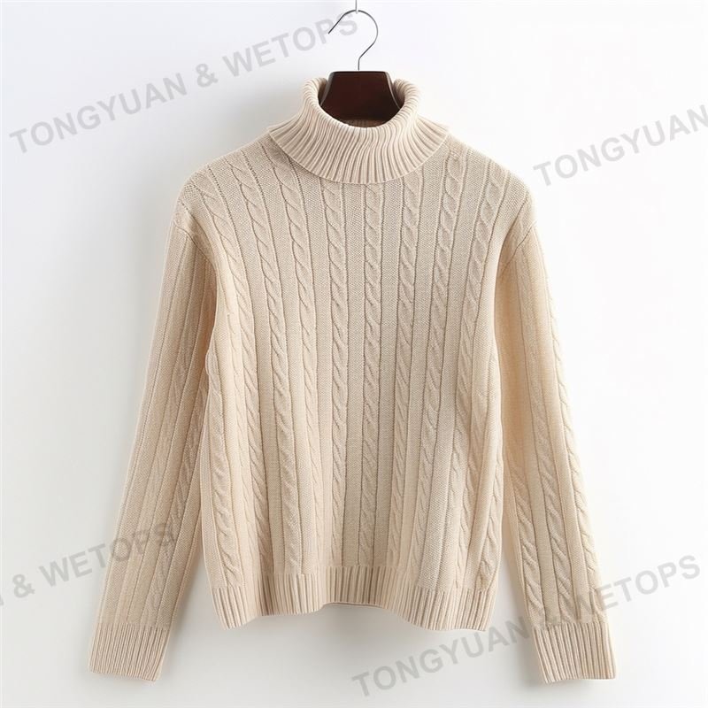 High Quality Polyester Cotton Knit Ribbed Pullover Turtleneck Sweater Turtleneck Sweater Pullover Sweater