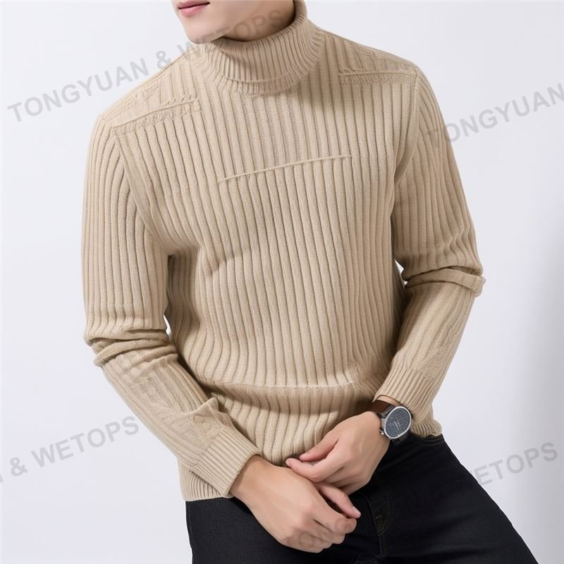 High Quality Polyester Cotton Knit Ribbed Pullover Turtleneck Sweater Turtleneck Sweater Pullover Sweater