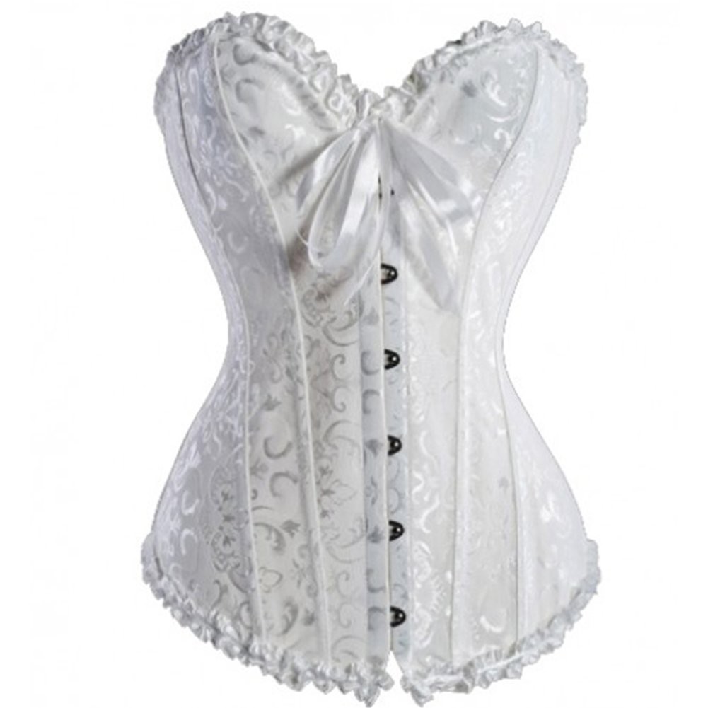 Sexy Boned Over Bust Lace Up Corset Bustier Top Dress Punk Women Steel Boned Waist Training Corset
